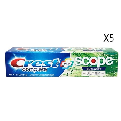 Crest Complete + scope Outlast Ultra Toothpaste 6.5oz / 184g 5 Packs