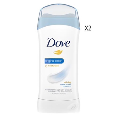 Dove Invisible Solid Deodorant Original Clean 2.6oz / 74g 2 Packs