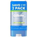 Gillette Clear Shield 72HR Clear Gel Antiperspirant Deodorant Power Rush 2 Pack 3.8z / 107g