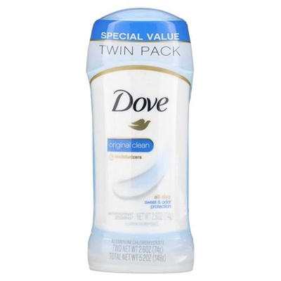 Dove Invisible Solid Deodorant Original Clean 2.6oz / 74g Twin Pack