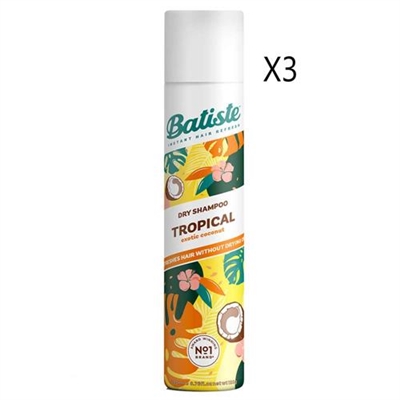 Batiste Dry Shampoo Tropical Exotic Coconut 120g / 200ml 3 Packs