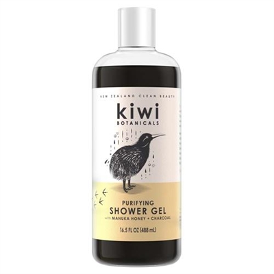 Kiwi Botanicals Purifying Shower Gel With Manuka Honey + Charcoal 16.5oz / 488ml