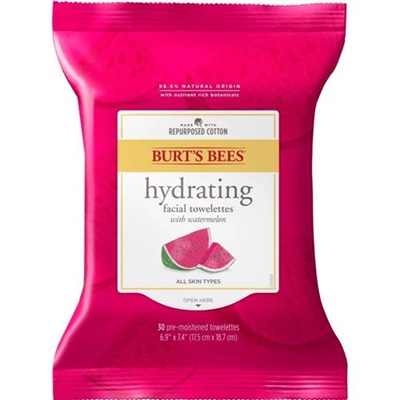 Burts Bees Hydrating Facial Towelettes With Watermelon 30 Pre Moistened Towelettes