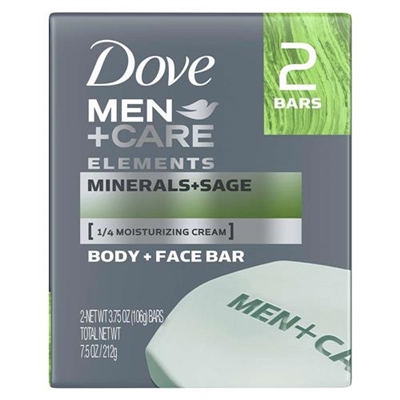Dove Men + Care Elements Body and Face Bar Minerals + Sage 2 Bars