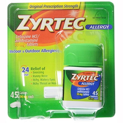 Zyrtec Allergy Indoor & Outdoor Relief 24HR 45 Tablets