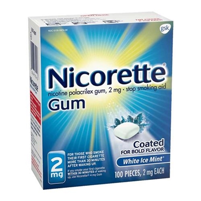 Nicorette Gum 2mg White Ice Mint 100 Pieces