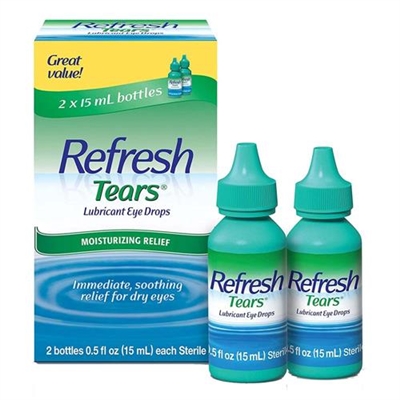 Refresh Tears Lubricant Eye Drops Moisturizing Relief 2 Bottles 0.5oz / 15ml