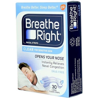 Breathe Right Clear For Sensitive Skin 30 Large Clear Strips