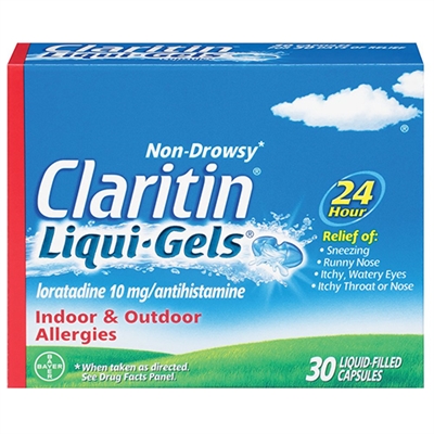 Claritin Non-Drowsy Liqui Gels Indoor & Outdoor Allergies 30 Liquid Capsules