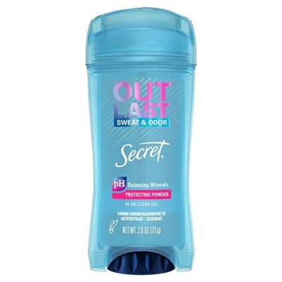 Secret Outlast Sweat and Odor 48 Hour Clear Gel Deodorant Protecting Powder 2.6oz / 73g