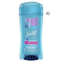 Secret Outlast Sweat and Odor 48 Hour Clear Gel Deodorant Protecting Powder 2.6oz / 73g 2 Packs