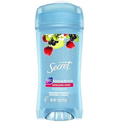 Secret PH Balancing Minerals 48 Hour Clear Gel Deodorant Refreshing Berry 2.6oz / 73g
