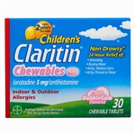 Claritin Childrens Chewables 24HR Indoor  Outdoor Allgeries Bubble Gum 30 Tablets