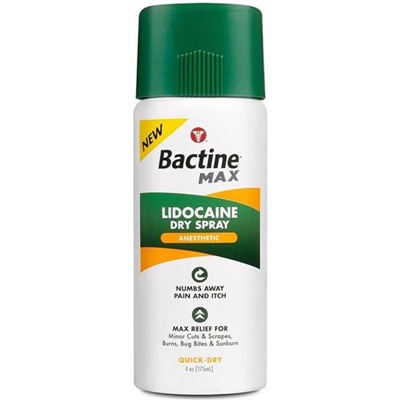 Bactine Max Lidocaine Dry Spray Anesthetic 4oz / 175ml