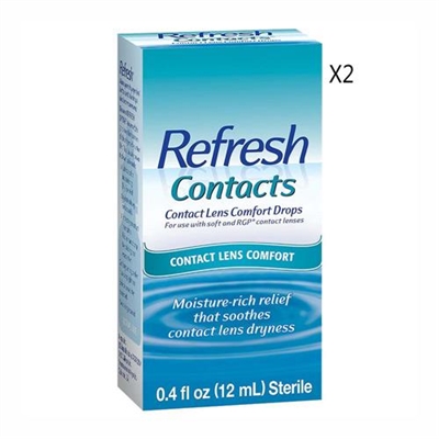 Refresh Contacts Lens Comfort Drops 0.4oz / 12ml 2 Packs
