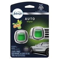 Febreze Auto Air Freshener Gain Original Scent 60 Days 2 Clips 0.13oz / 4ml