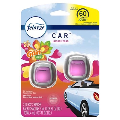 Febreze Car Air Freshener Gain Scent 60 Days 2 Clips 0.13oz / 4ml