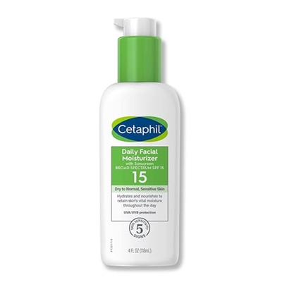 Cetaphil Daily Facial Moisturizer SPF 15 Dry to Normal Sensitive Skin 4oz / 118ml