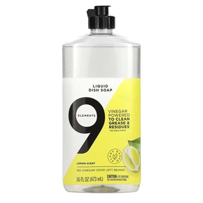 9 Elements Liquid Dish Soap Lemon Scent 16oz / 473ml