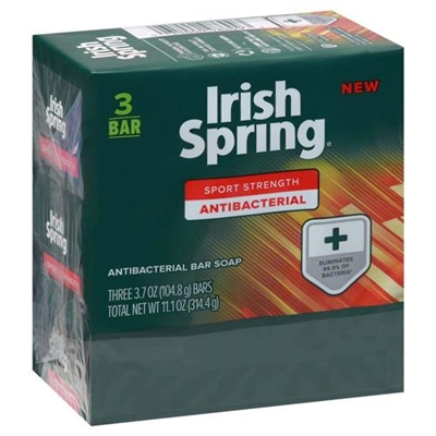 Irish Spring Antibacterial Bar Soap 3 Bars 11.1oz / 314.4g