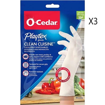 O Cedar Playtex Clean Cuisine Food Prep Disposable Gloves 10 Count 3 Packs