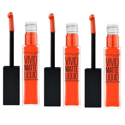 Maybelline Vivid Matte Liquid Lipstick 30 Orange Shot 3 Packs 0.26 oz / 7.7ml