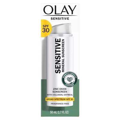 Olay Sensitive Mineral Zinc Oxide Sunscreen SPF 30 1.7oz / 50ml