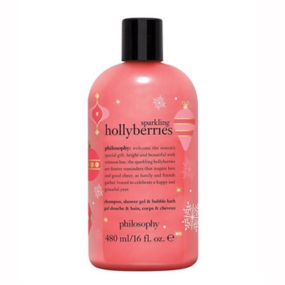 Philosophy Sparkling Hollyberries Shampoo, Shower Gel, & Bubble Bath 16oz / 480ml