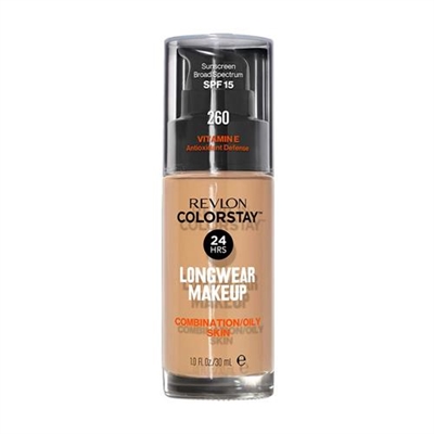 Revlon ColorStay 24HR Longwear Makeup Foundation Combination / Oily Skin 260 Light Honey 1oz / 30ml