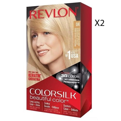 Revlon Colorsilk Beautiful Color Hair Dye 04 Ultra Light Natural Blonde 2 Packs