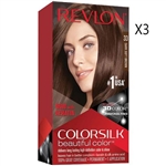 Revlon Colorsilk Beautiful Color Hair Dye 33 Dark Soft Brown 3 Packs