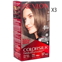Revlon Colorsilk Beautiful Color Hair Dye 40 Medium Ash Brown 3 Packs