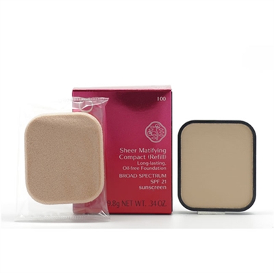 Shiseido Sheer Matifying Compact Refill Long Lasting Oil Free Foundation SPF 21  100 Very Light Ivory 0.34 oz