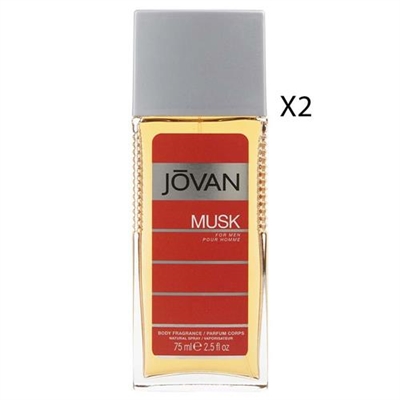 Musk by Jovan for Men 2.5oz Body Fragrance Spray 2 Packs