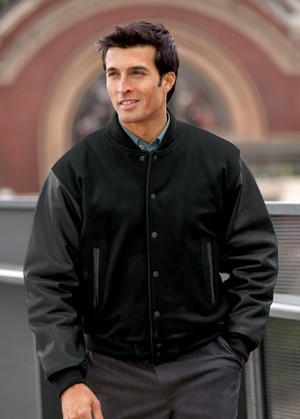Port Authority Wool and Leather Letterman Jackets J783. Embroidery