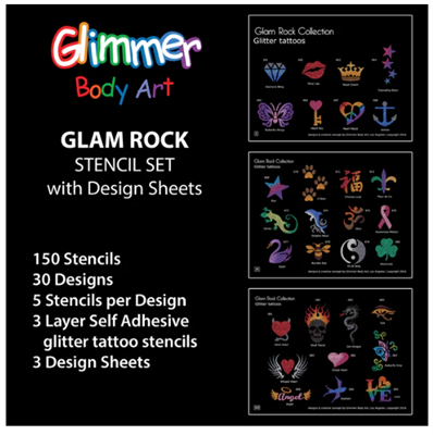 Glam Rock Stencil Set with Design Sheets
