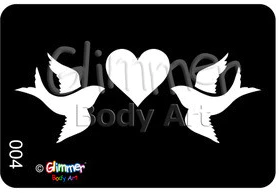 Glimmer Heart Doves Stencil