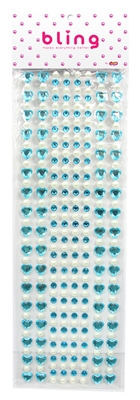 Aqua Crystal Heart and Pearl Bling Bag (272pc)