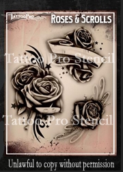 Wiser Pro Tattoo Stencils-- Roses and Scrolls