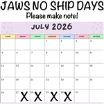 NO SHIP DAYS for July