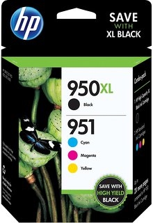 HP 950XL Black / 951 Tri-Color (C2P01FN140) Inkjet Cartridge Four Pack (OEM)