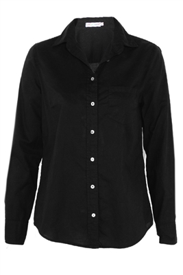5V001 Cotton Long Sleeve Button Up Black