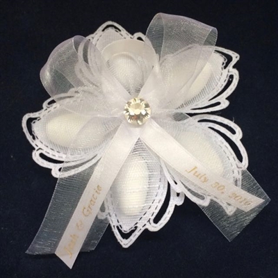 Aurelia Ribbon Flower with Sparkling Crystal