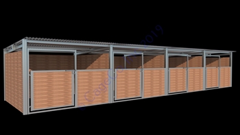 4 Stall Freestanding Box Stall Horse Shelter 12'D x 12'W