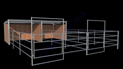 Horse Corral Box Stall 4-Rail 12'W x 36'D 2 Stall