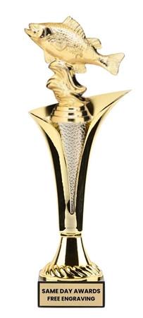 Typhoon Fishing Trophy with Perch Fish Figure and Marble Base
