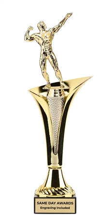 Typhoon Male Bodybuilding Trophy with Marble Base and Free Custom Engraving for Fitness and Bodybuilding Competitions