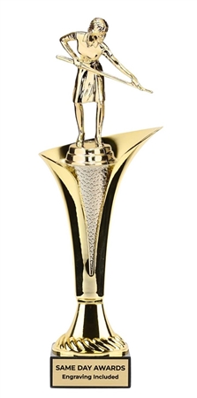 Typhoon Cup Female Billiards Trophy custom engraved pool tournament award with marble base