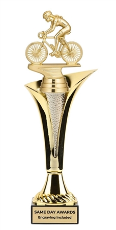 Typhoon Cup Female Bicyclist Trophy Custom Engraved Cycling Award with Marble Base