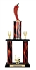 2 Column Flame Red Chili Pepper Trophy with custom engraving, flame graphic columns, championship design, and red chili pepper topper for chili cook-offs and BBQ competitions